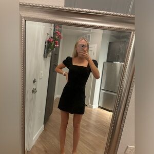 Black Zara Puff Sleeve Mini Dress